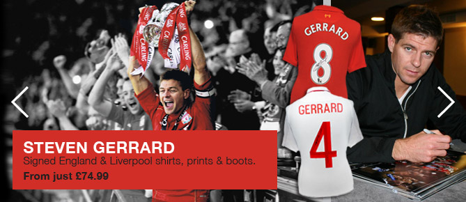 Signed Steven Gerrard memorabilia