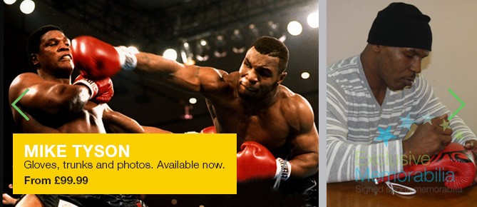 Signed Mike Tyson Gloves and Photos for sale