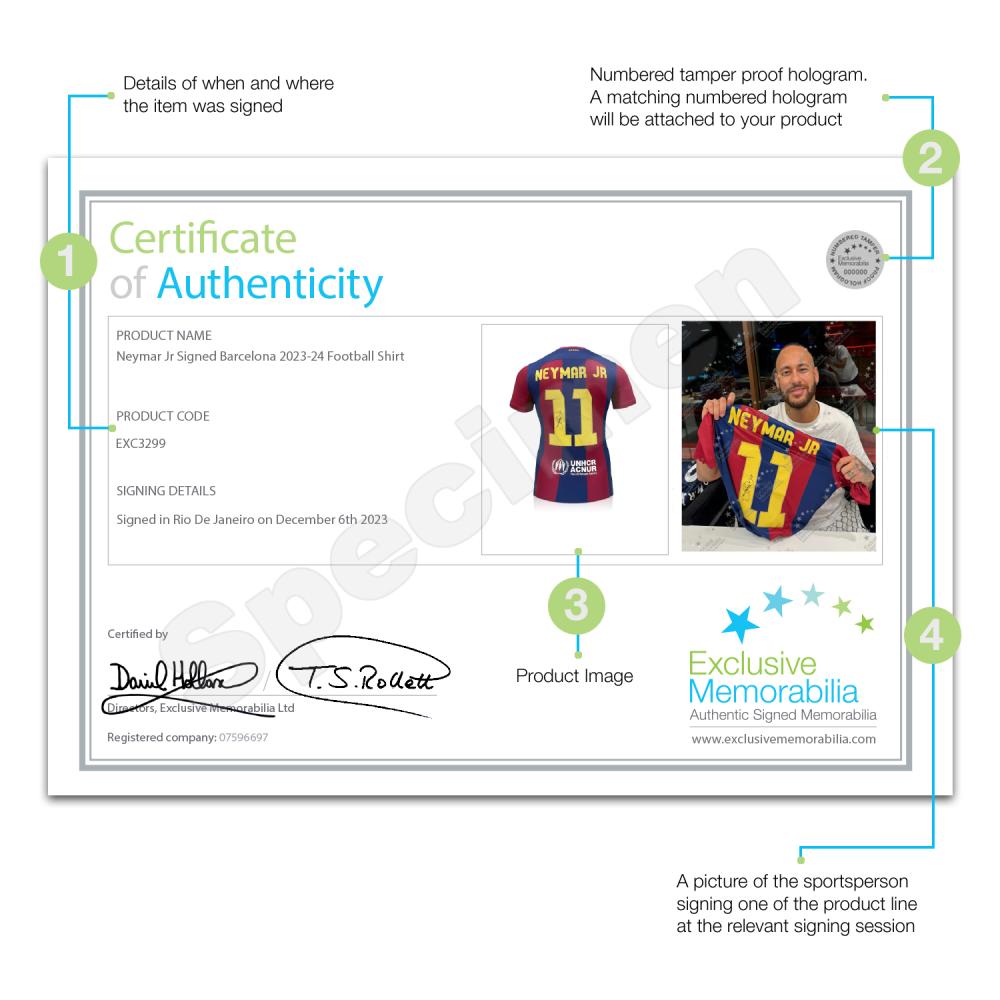 Neymar Jr Certificate Of Authenticity 