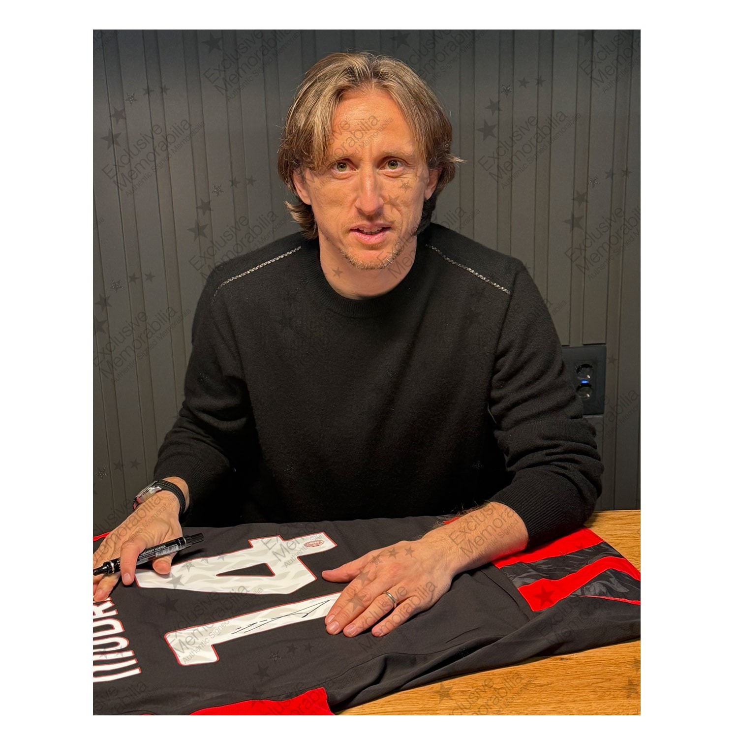 Luka Modric Signed AC Milan 2025-26 Authentic Home Football Shirt. Standard Frame