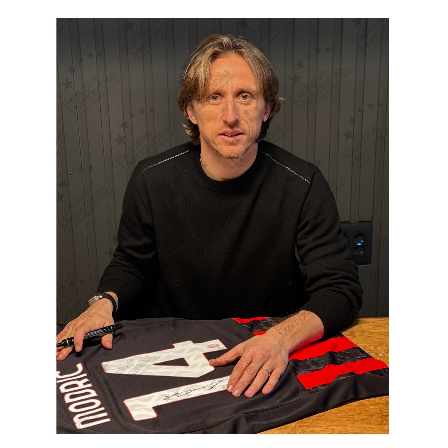 Luka Modric Signed AC Milan 2025-26 Home Football Shirt. Standard Frame