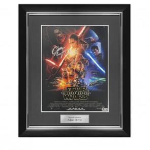 Adam Driver Signed Star Wars Poster: The Force Awakens. Deluxe Frame