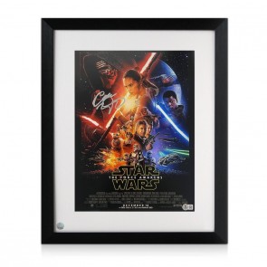 Adam Driver Signed Star Wars Poster: The Force Awakens. Framed