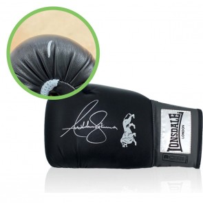 Anthony Joshua Signed Black Boxing Glove. Damaged C