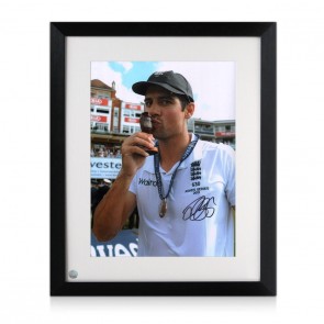 Sir Alastair Cook Signed Cricket Photo: Ashes Winner. Framed