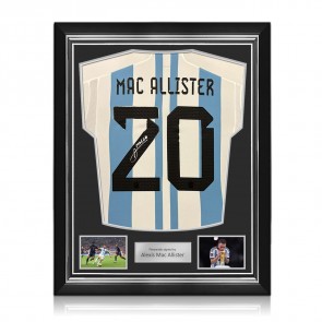 Alexis Mac Allister Signed Argentina 2022-23 Football Shirt. Superior Frame