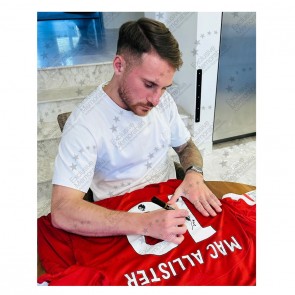Alexis Mac Allister Signed Liverpool 2023-24 Football Shirt. Icon Frame