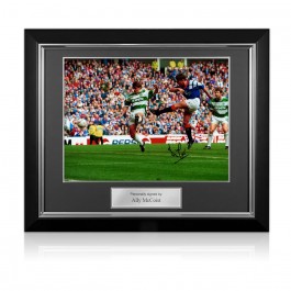  Ally McCoist Signed Rangers Photo: Old Firm Derby. Deluxe Frame