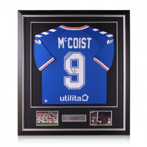 Ally McCoist Signed Rangers Football Shirt. Deluxe Frame