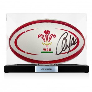 Alun Wyn Jones Signed Wales Rugby Ball. Display Case With Plaque