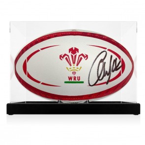 Alun Wyn Jones Signed Wales Rugby Ball. Display Case