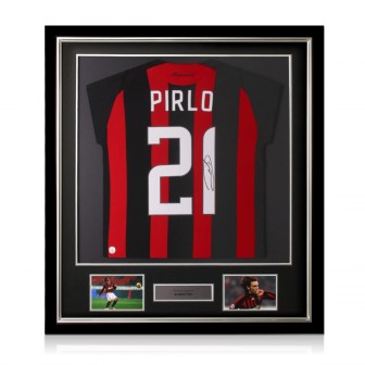 Andrea Pirlo Signed AC Milan 2008-09 Football Shirt. Deluxe Frame