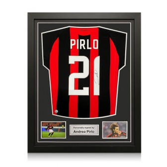 Andrea Pirlo Signed AC Milan 2008-09 Football Shirt. Standard Frame