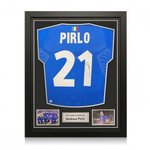 Andrea Pirlo Signed Italy 2018-19 Football Shirt. Standard Frame