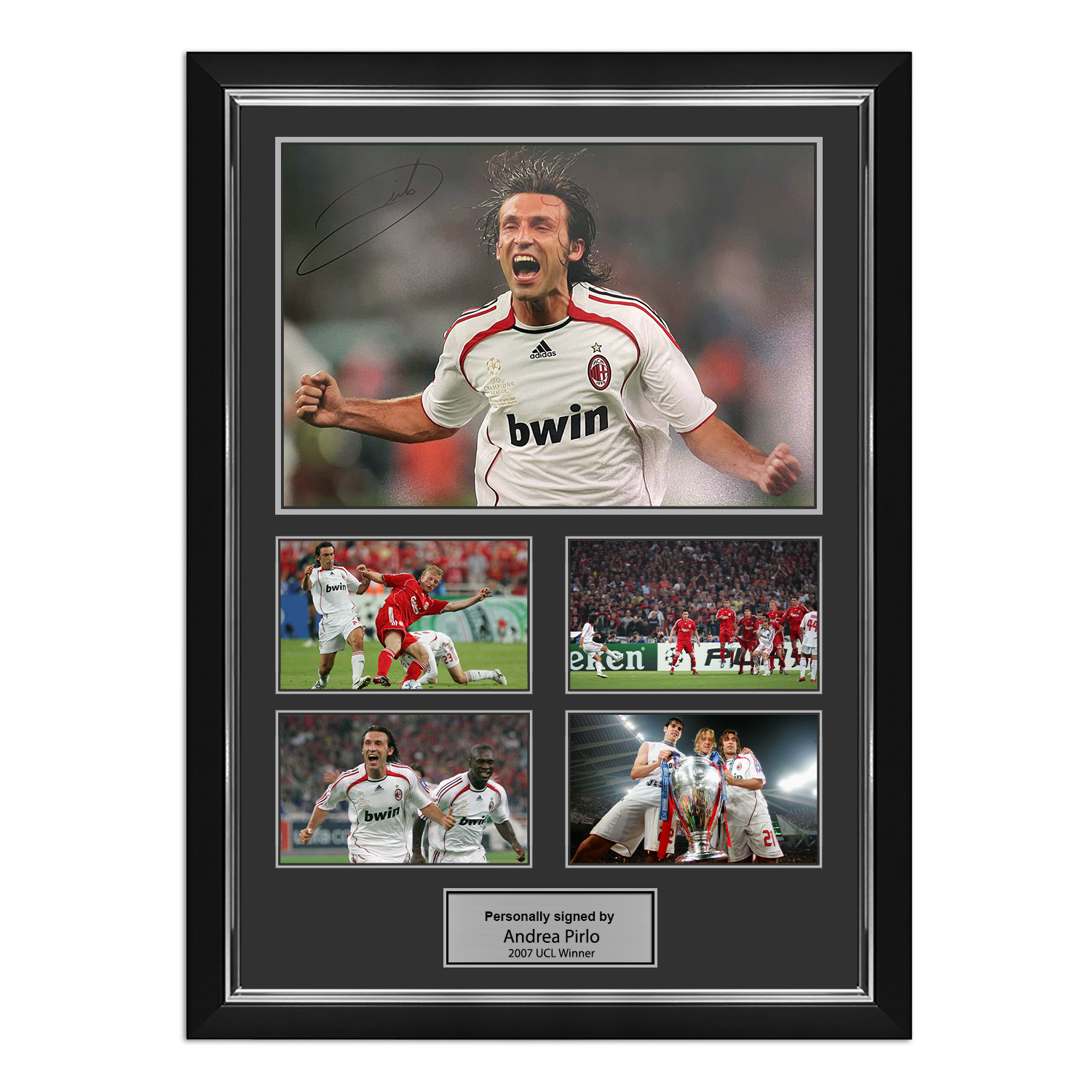 Andrea Pirlo Signed AC Milan 2007 UCL Photo Presentation. Deluxe Frame