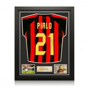 Andrea Pirlo Signed AC Milan 2018-19 Football Shirt. Standard Frame