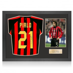 Andrea Pirlo Signed AC Milan 2018-19 Football Shirt. Icon Frame