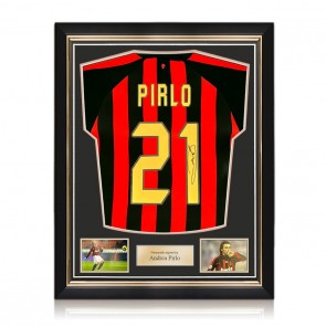 Andrea Pirlo Signed AC Milan 2018-19 Football Shirt. Superior Frame