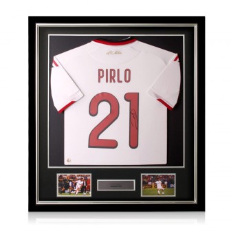 Andrea Pirlo Signed AC Milan 2009-10 Away Football Shirt. Deluxe Frame