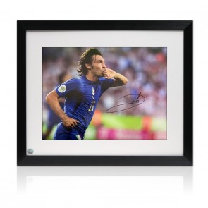Andrea Pirlo Signed Italy Football Photo. Framed