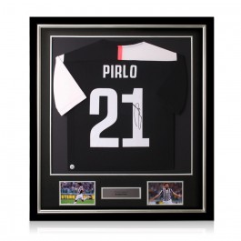 Andrea Pirlo Signed 2019-20 Juventus Football Shirt. Deluxe Frame