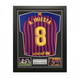  Andres Iniesta Signed Barcelona 2018-19 Football Shirt. Standard Frame