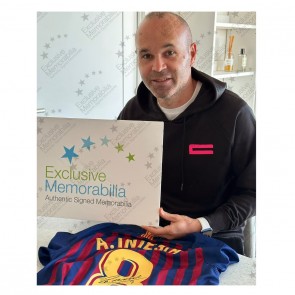  Andres Iniesta Signed Barcelona 2018-19 Football Shirt. Superior Frame