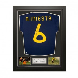 Andres Iniesta Signed Spain 2010-11 Away Football Shirt. Standard Frame