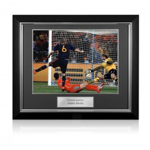 Andres Iniesta Signed Spain Football Photo: World Cup Winner. Deluxe Frame
