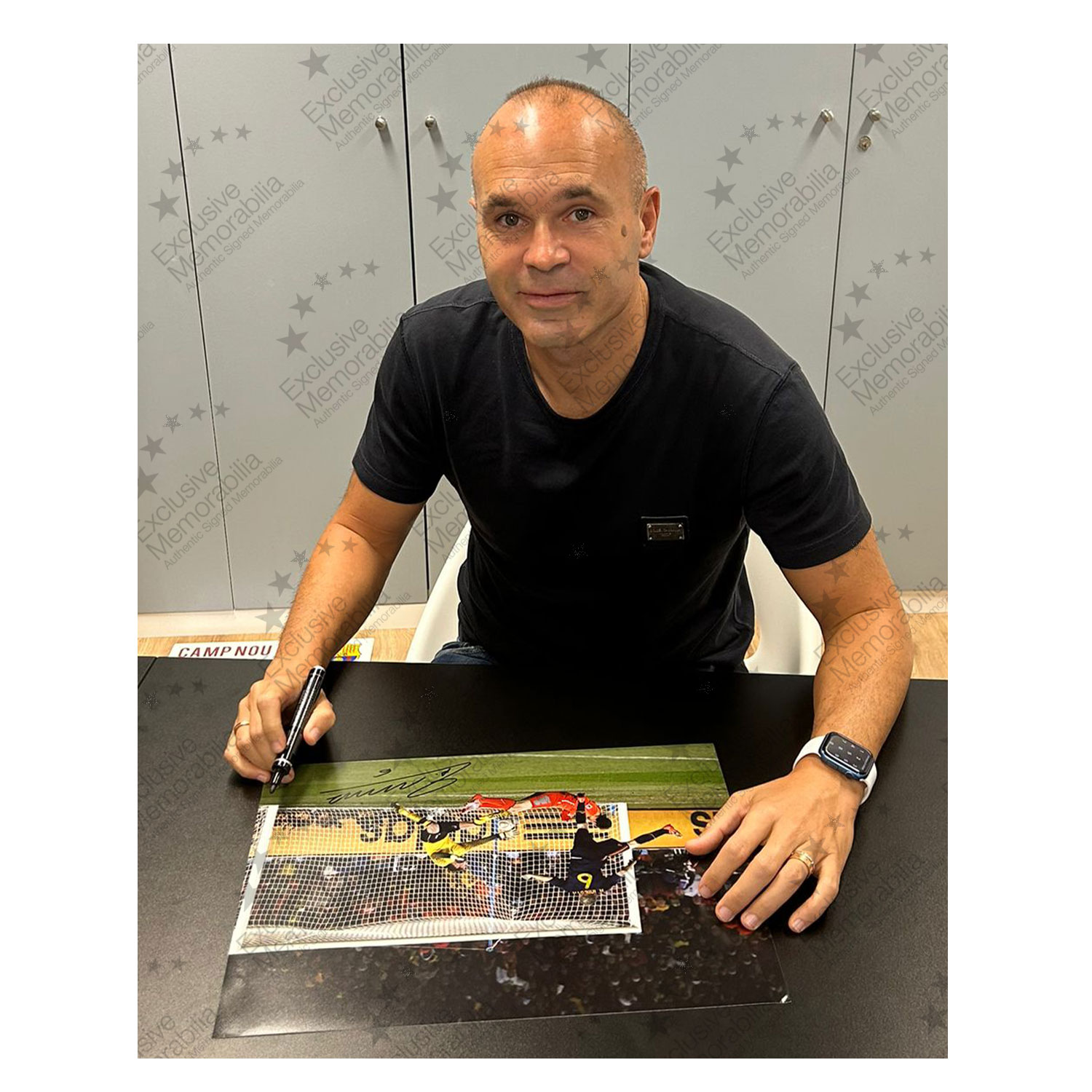 Andres Iniesta Signed Spain Football Photo: World Cup Winner. Deluxe Frame