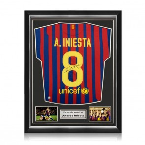 Andres Iniesta Signed Barcelona 2011-12 Football Shirt. Superior Frame