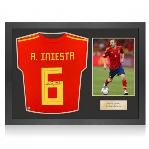 Andres Iniesta Signed Spain 2018 Football Shirt. Icon Frame