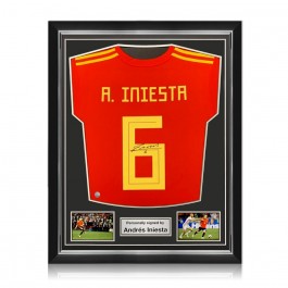 Andres Iniesta Signed Spain 2018 Football Shirt. Superior Frame