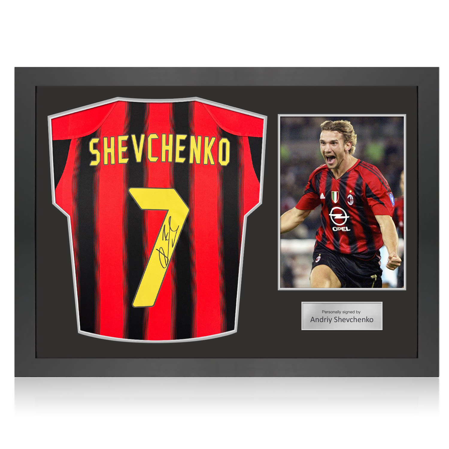 Andriy Shevchenko Signed Original AC Milan 2004-05 Home Football Shirt. Icon Frame