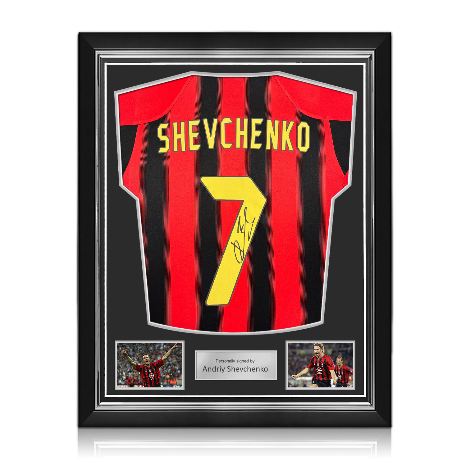 Andriy Shevchenko Signed Original AC Milan 2004-05 Home Football Shirt. Superior Frame