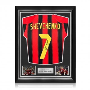 Andriy Shevchenko Signed Original AC Milan 2004-05 Home Football Shirt. Superior Frame
