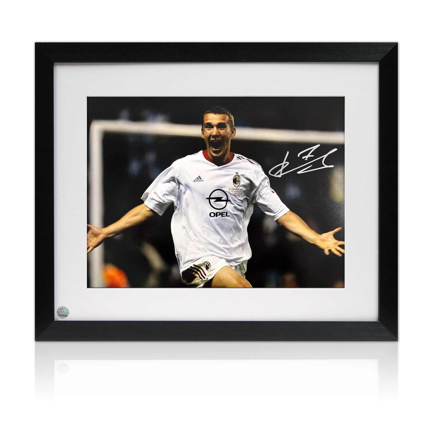 Andriy Shevchenko Signed AC Milan Football Photo: Winning Penalty. Framed