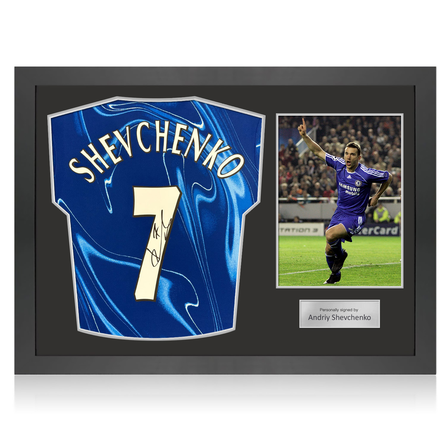 Andriy Shevchenko Signed Chelsea 2024-25 Football Shirt. Icon Frame