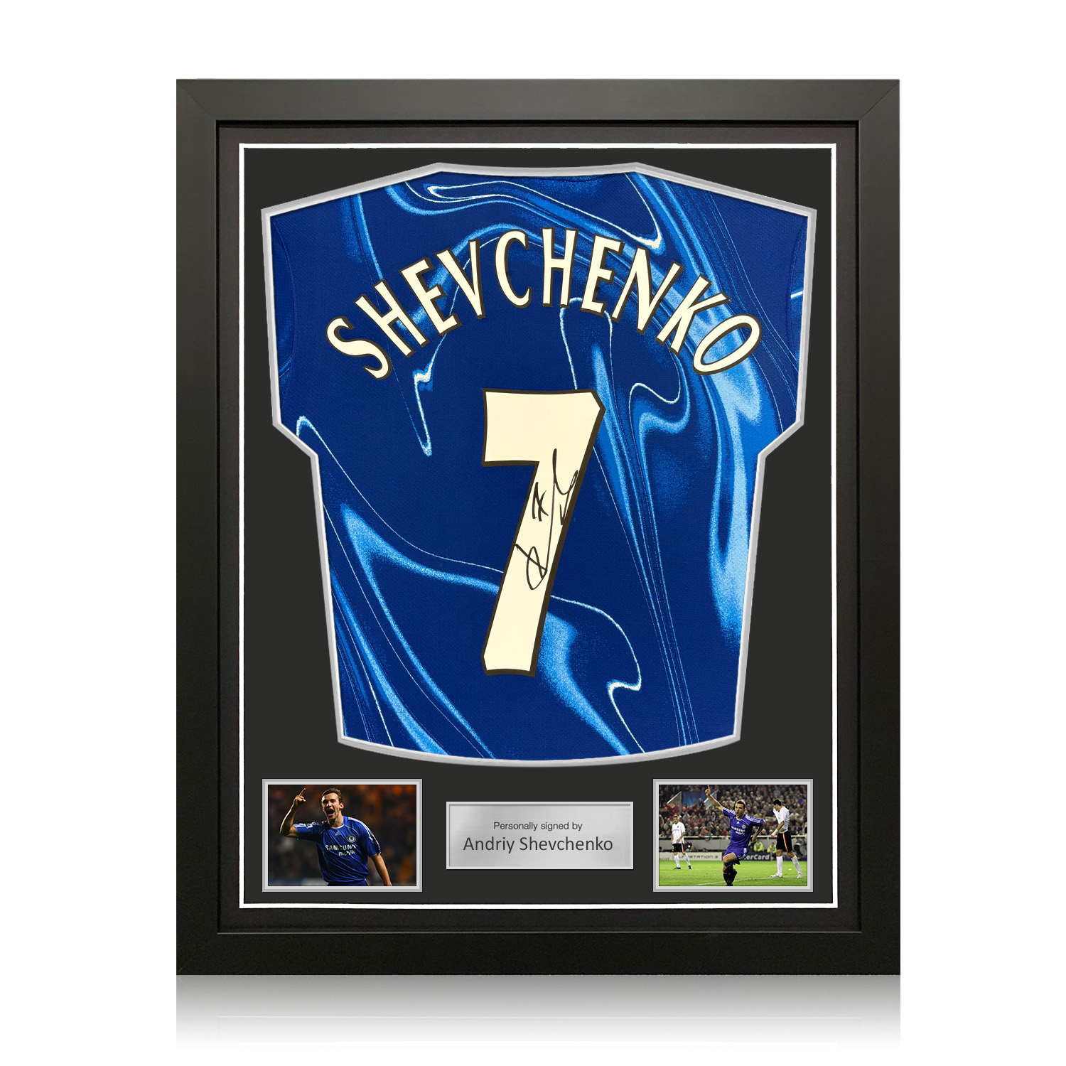 Andriy Shevchenko Signed Chelsea 2024-25 Football Shirt. Standard Frame