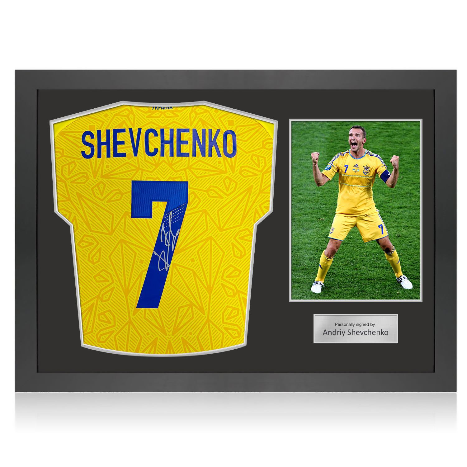 Andriy Shevchenko Signed Ukraine 2026-27 Football Shirt. Icon Frame