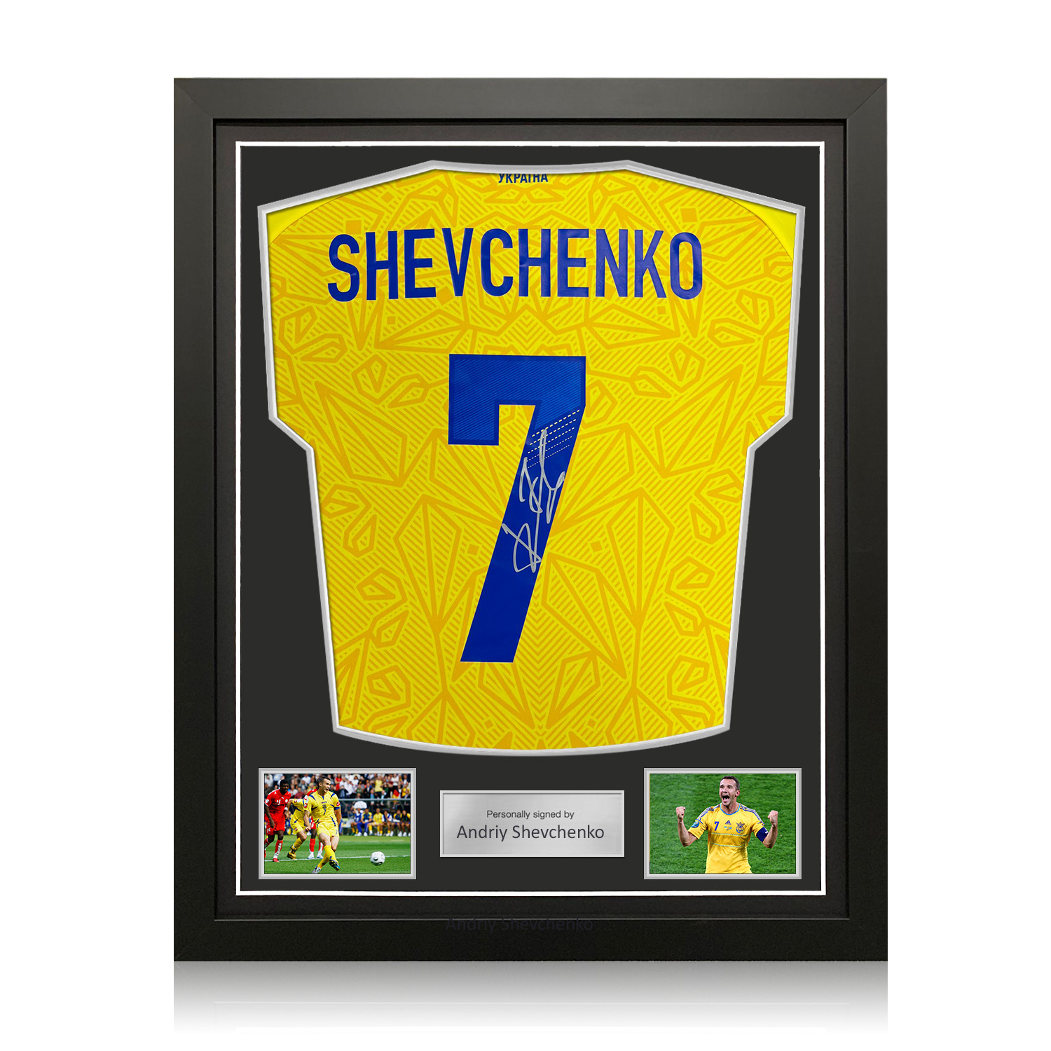 Andriy Shevchenko Signed Ukraine 2026-27 Football Shirt. Standard Frame