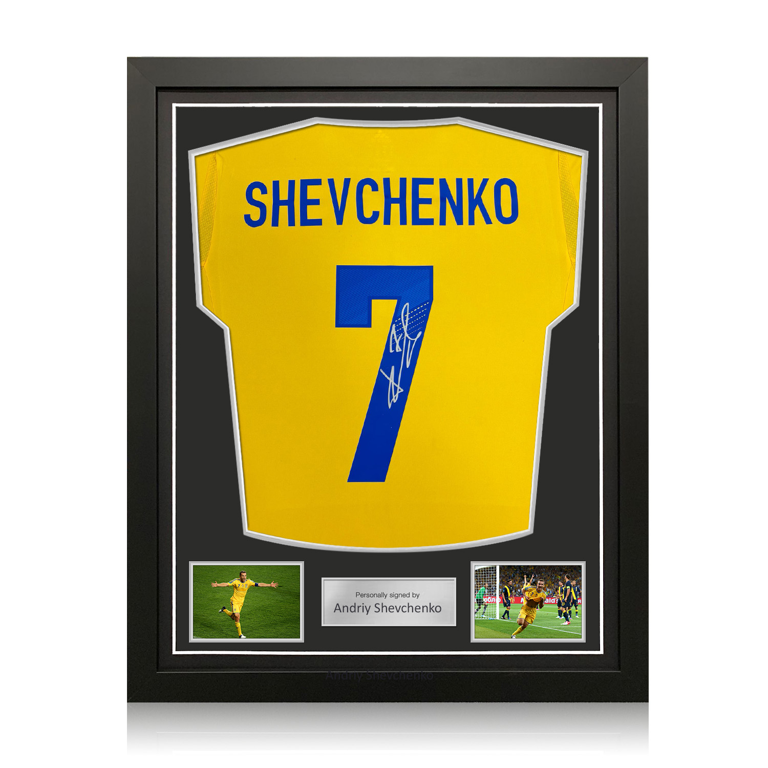 Andriy Shevchenko Signed Original Ukraine 2011-13 Football Shirt. Standard Frame