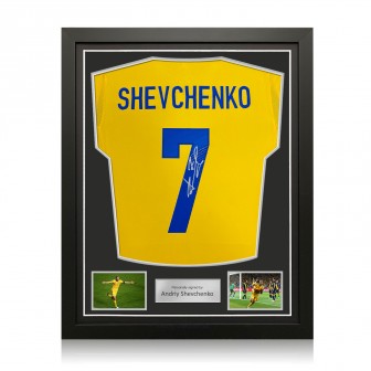 Andriy Shevchenko Signed Original Ukraine 2011-13 Football Shirt. Standard Frame