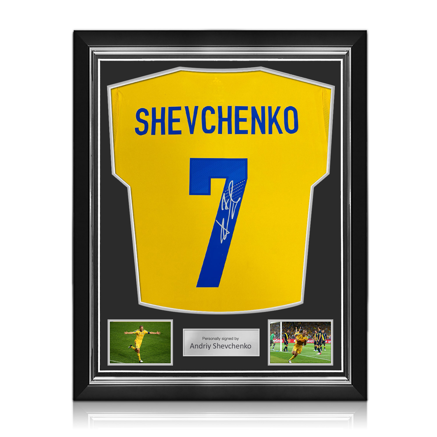 Andriy Shevchenko Signed Original Ukraine 2011-13 Football Shirt. Superior Frame