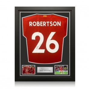  Andy Robertson Signed 2019-20 Liverpool Football Shirt. Standard Frame