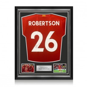 Andy Robertson Signed 2019-20 Liverpool Football Shirt. Superior Frame