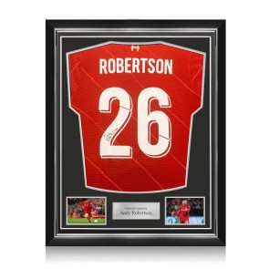 Andy Robertson Signed 2021-22 Liverpool Football Shirt. Superior Frame