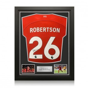 Andy Robertson Signed 2023-24 Liverpool Football Shirt. Standard Frame