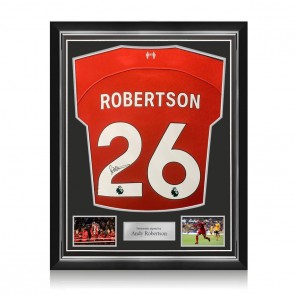 Andy Robertson Signed 2023-24 Liverpool Football Shirt. Superior Frame