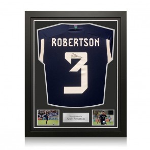 Andy Robertson Signed 2022-23 Scotland Football Shirt. Standard Frame